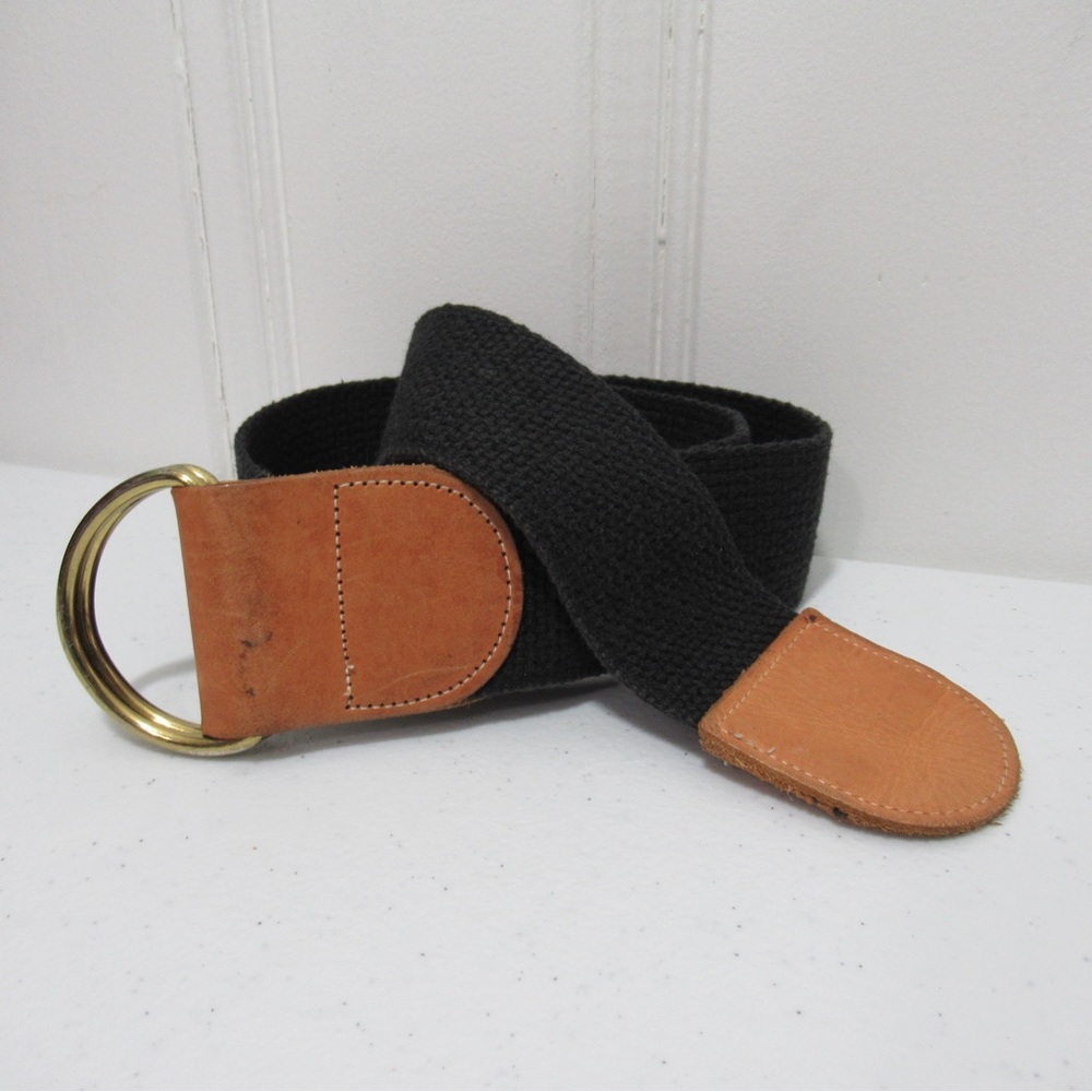 Canvas and Leather D-Ring Belt Size Small Medium